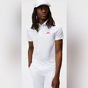 NWT J. Lindeberg Men’s The Bridge Regular Fit White Polo Fast Drying - Size S